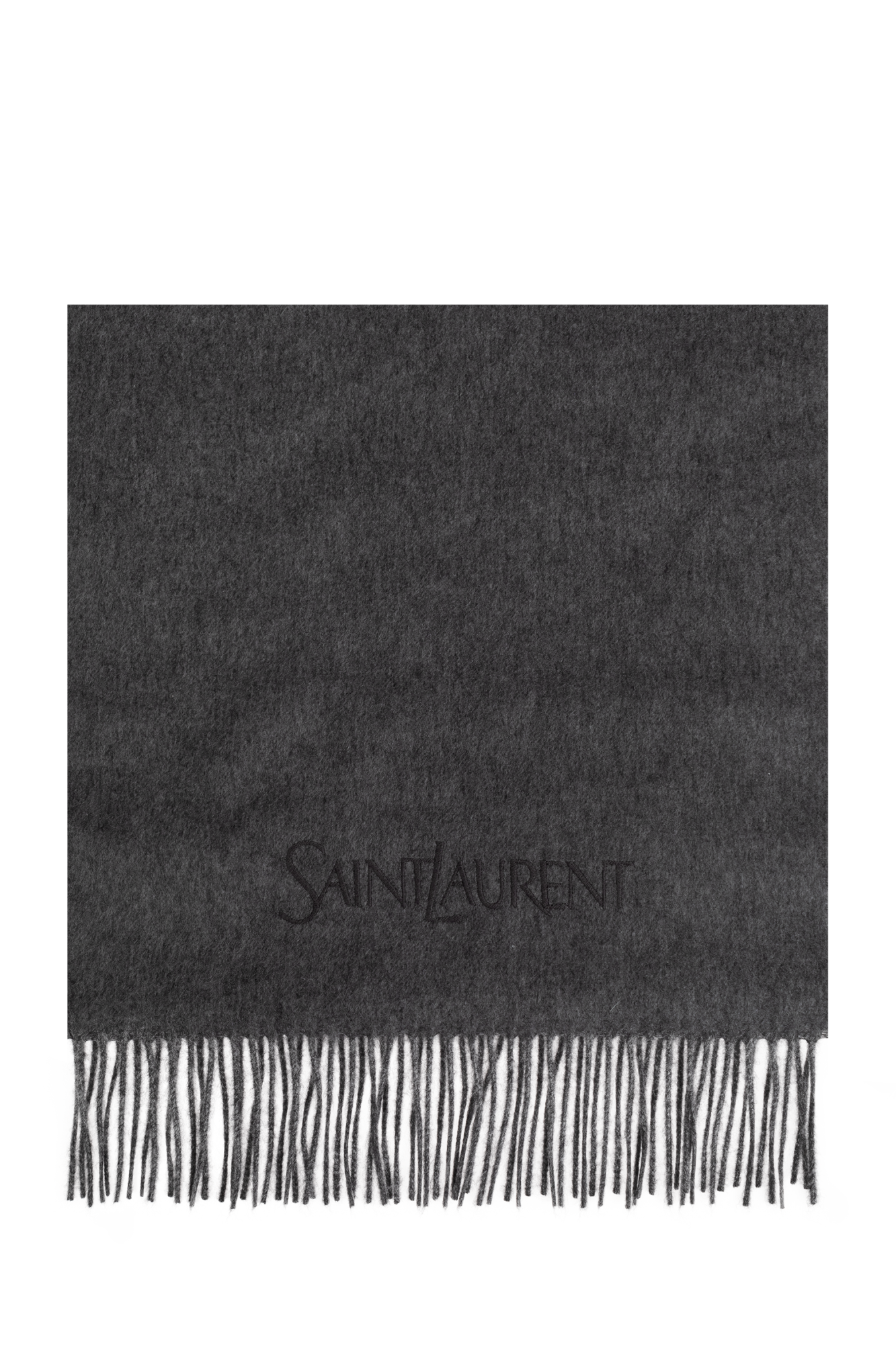 【送料&関税込】Saint Laurent Cashmere Scarf SAINT LAURENT Logo-Embroidered Fringed Cashmere Scarf for